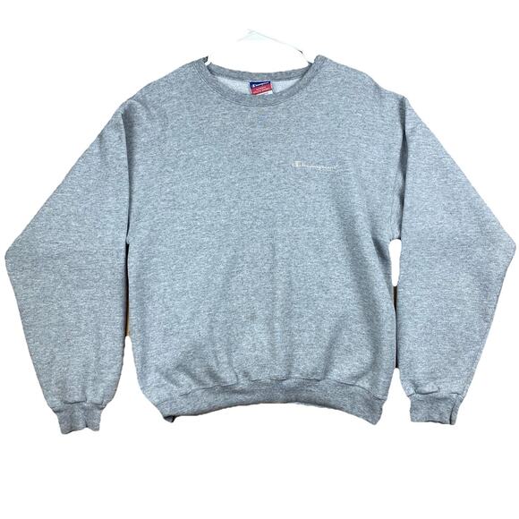 Champion Crewneck Sweatshirt Gray Medium Embroidered Logo Pullover - Picture 1 of 11